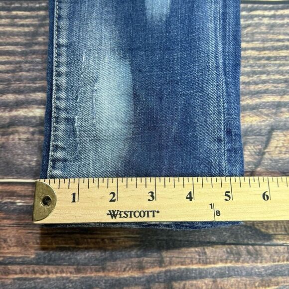 7th Heaven London Men's Medium Wash Distressed Denim Jeans Size 30x33 Button Fly - Picture 4 of 14